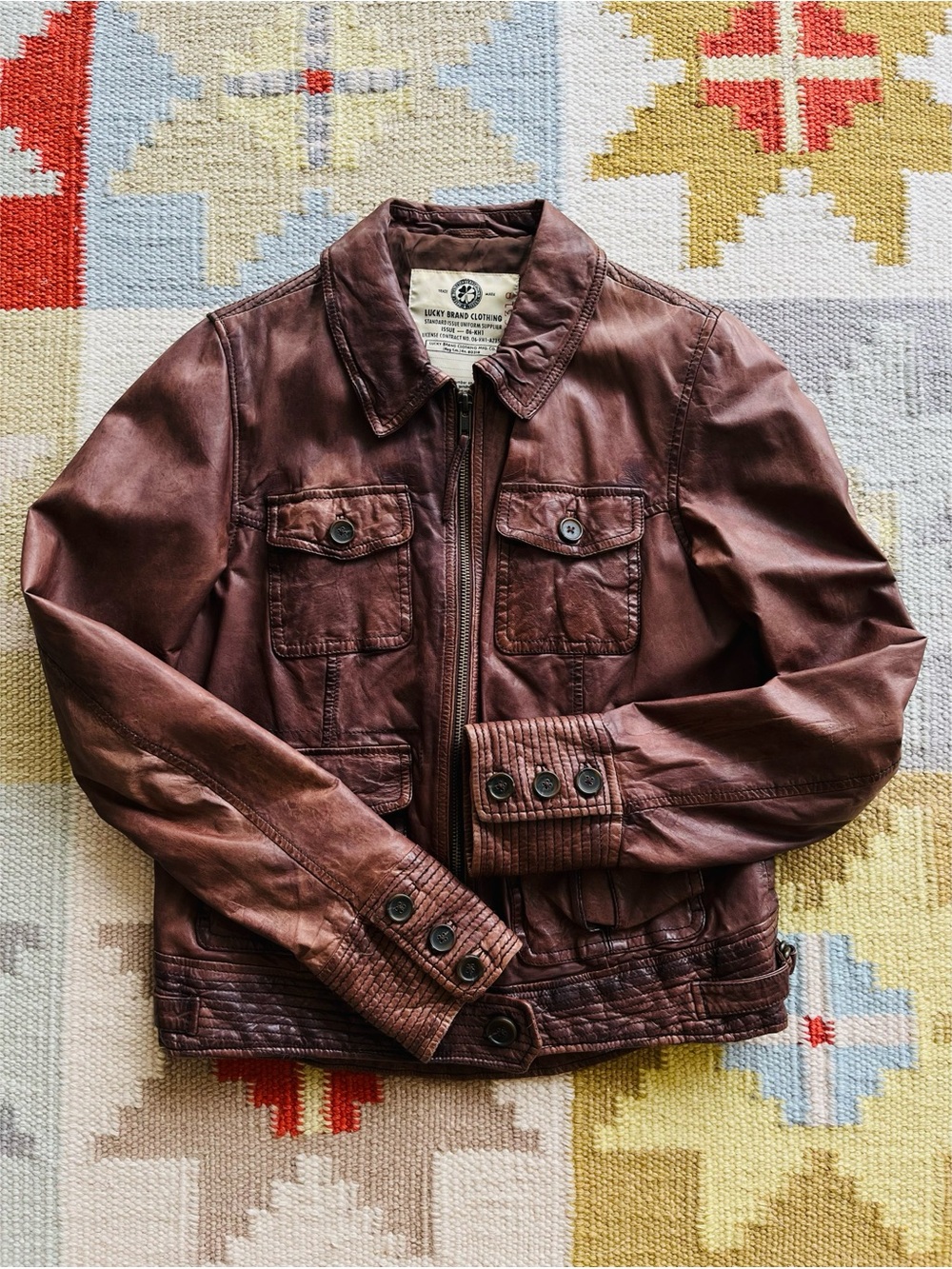 Lucky Brand Distressed Leather Utility Jacket